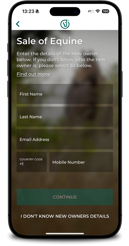 Digitally transfer horse ownership