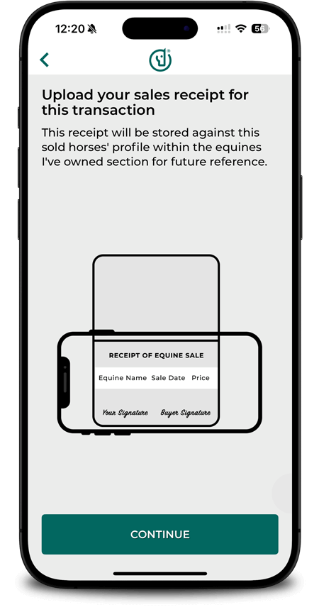 Transfer ownership with documents and horse history